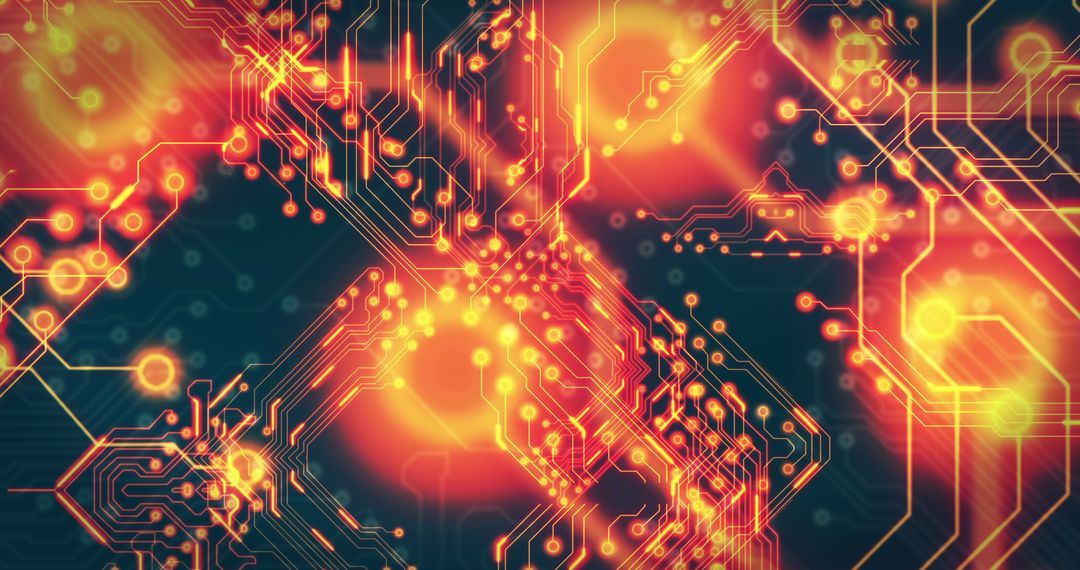 Glowing Circuit Pattern on Dark Background Illustrating Advanced Technology