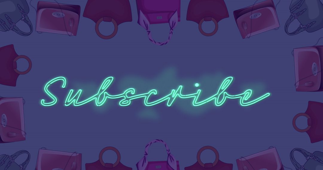 Neon Subscribe Message with Handbag Illustrations