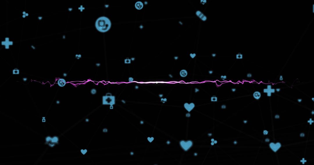 Digital Icons with Light Trails for Global Communication Concept