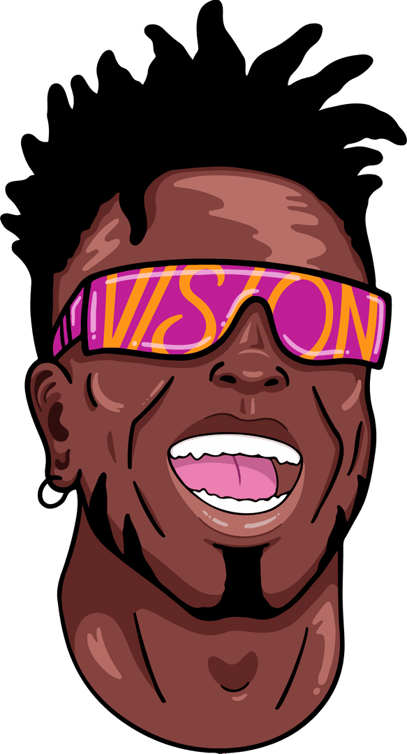 Futuristic Concept Art: Neon Visor Transparent VISION Head Design