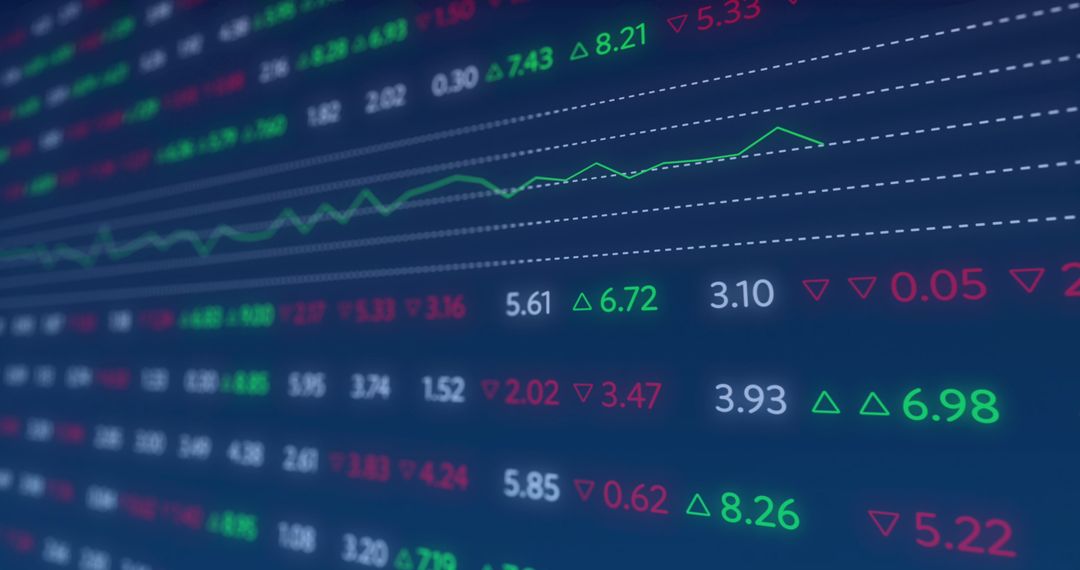 Digital Financial Data and Stock Market Graphs Display