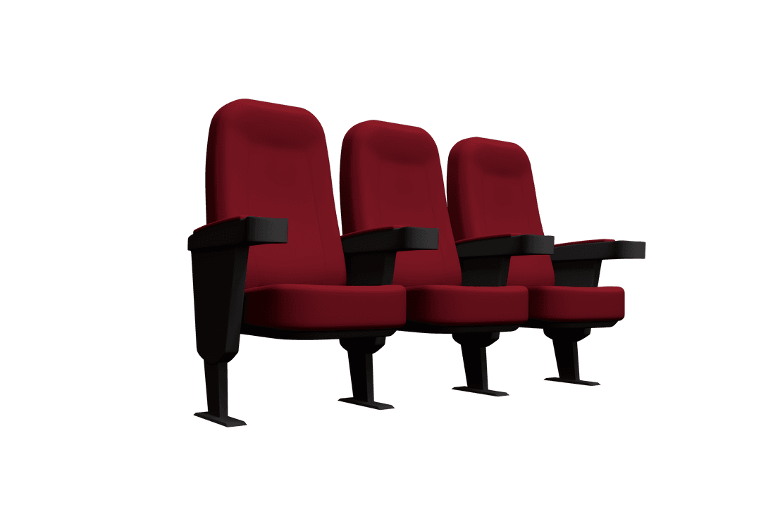 Isolated Red Cinema Seats on Transparent Background