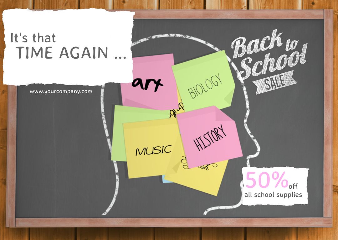 Back-to-School Sale Chalkboard with Colorful Sticky Notes