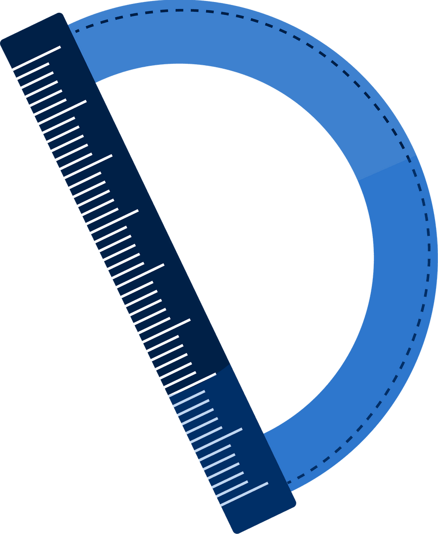 Transparent Blue Ruler and Protractor Vector for Educational Use