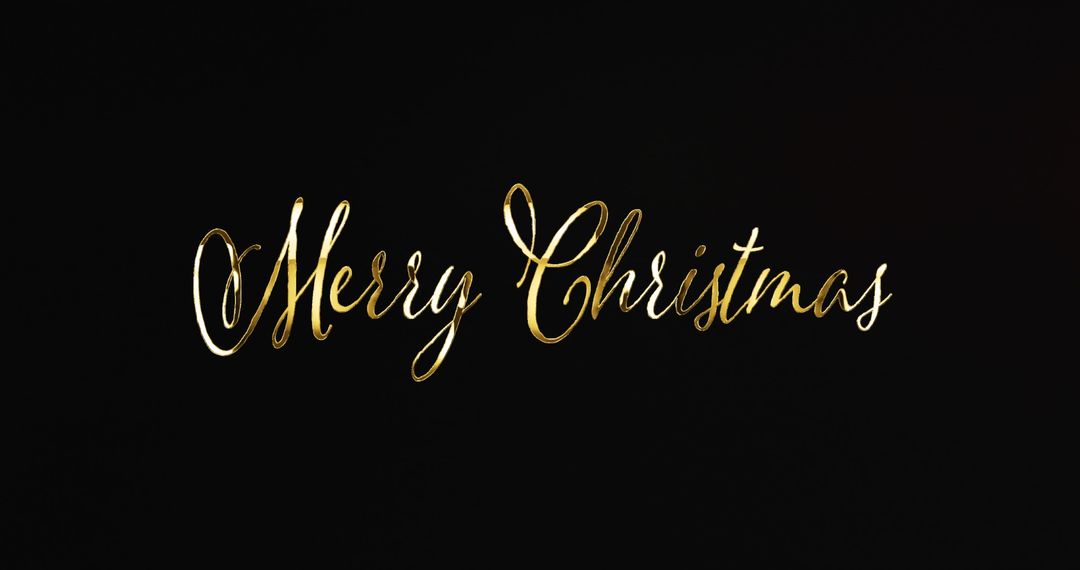 Elegant Merry Christmas Text on Black Background with Candle