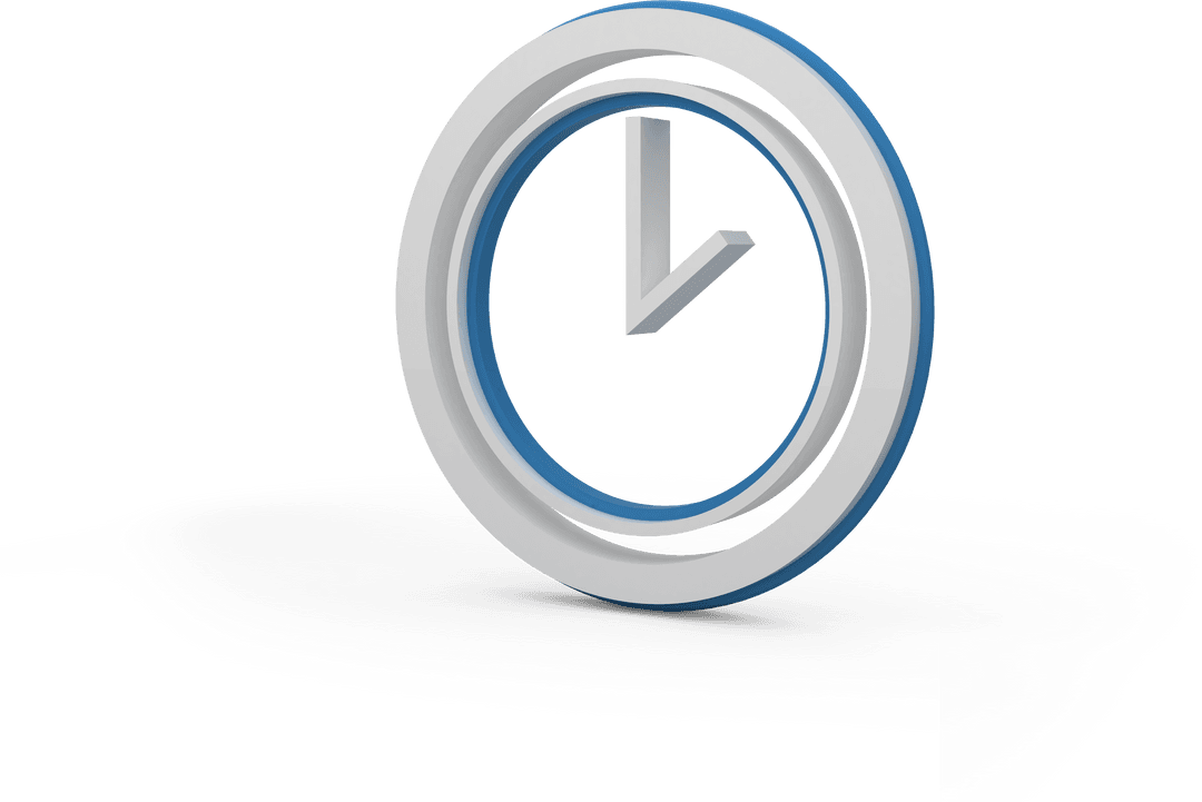 Stylized Transparent Clock Icon Design on Clear Background
