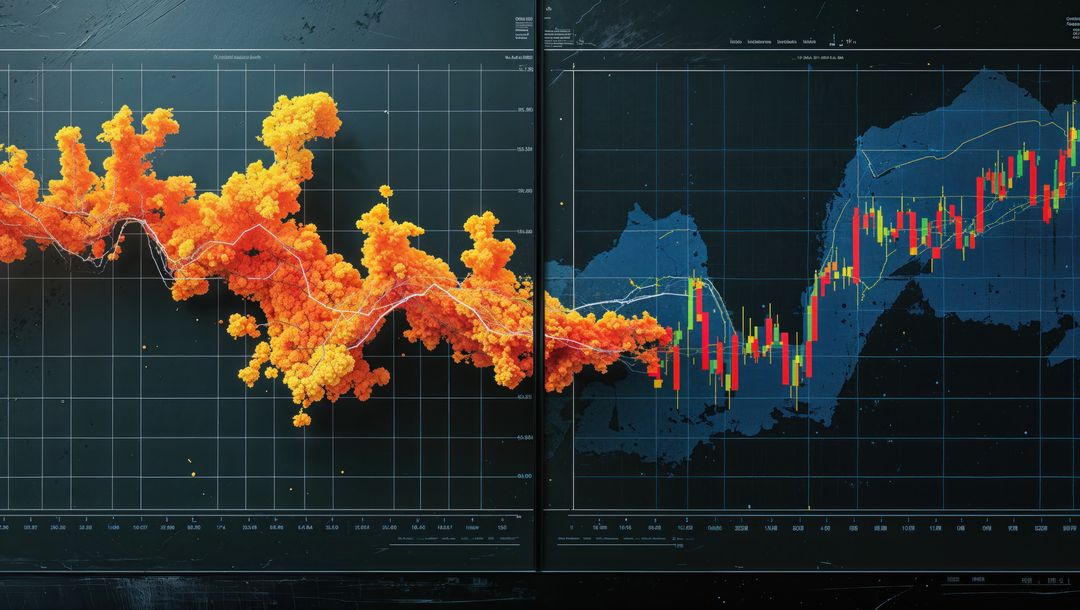 Vivid Fractal Visualization with Candlestick and Moving Average Analysis
