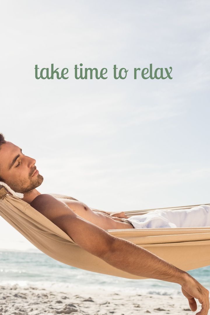 Serene Man Relaxing in Hammock by the Ocean for Tranquility
