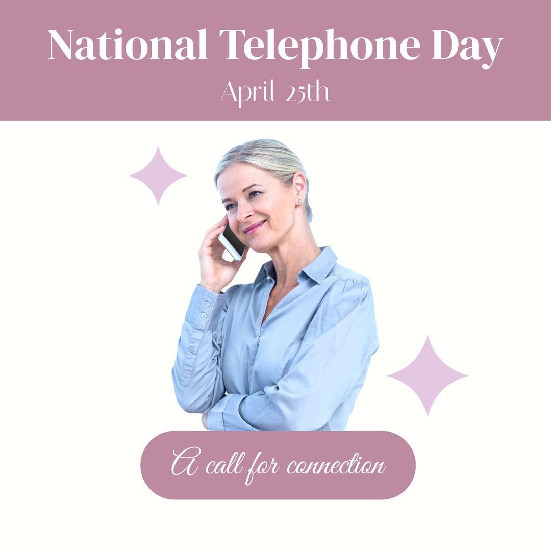 National Telephone Day Celebration with Woman Using Smartphone