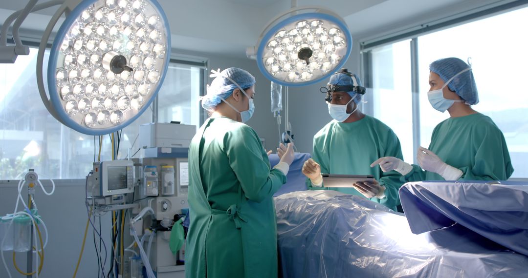 Team of Surgeons Collaborating in Modern Operating Room