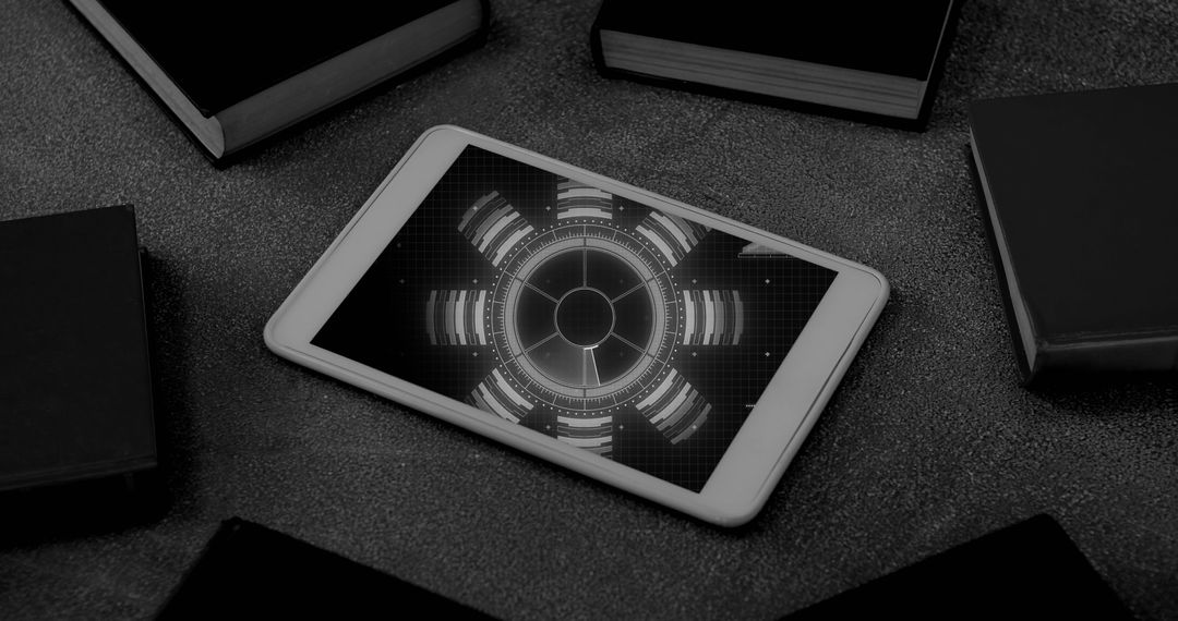 Smartphone Showing Circular Data Scanner Interface Monochrome Full View