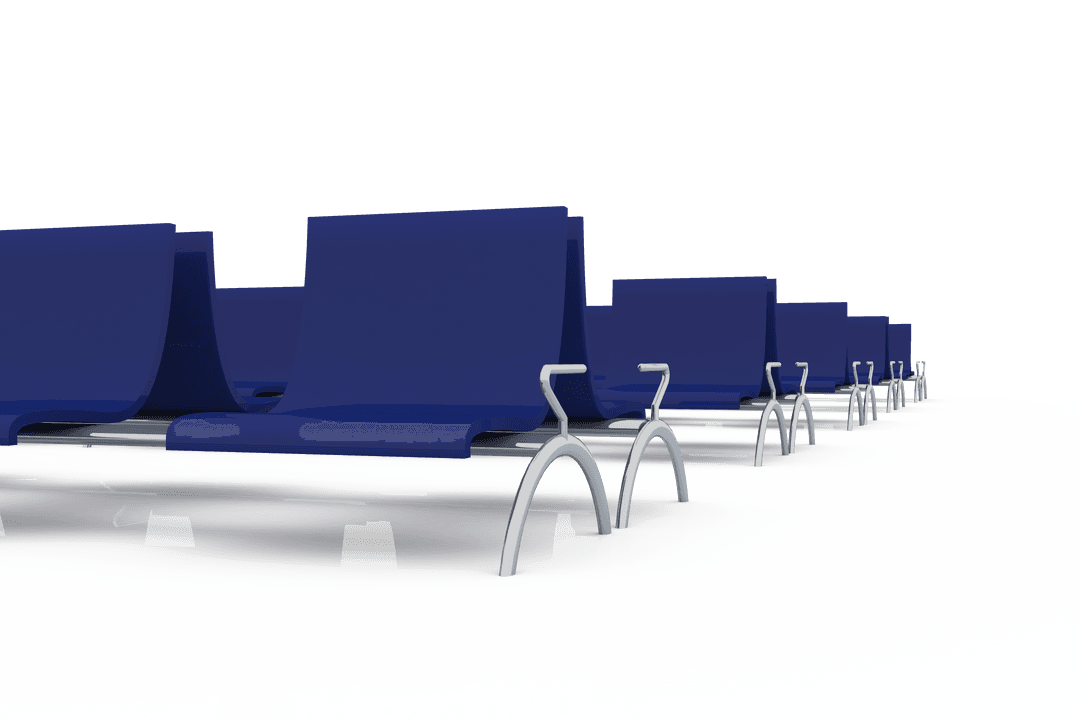 Transparent Blue Chairs Lineup in Waiting Room Vector Illustration