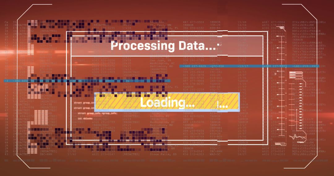 Digital data processing interface with loading animation
