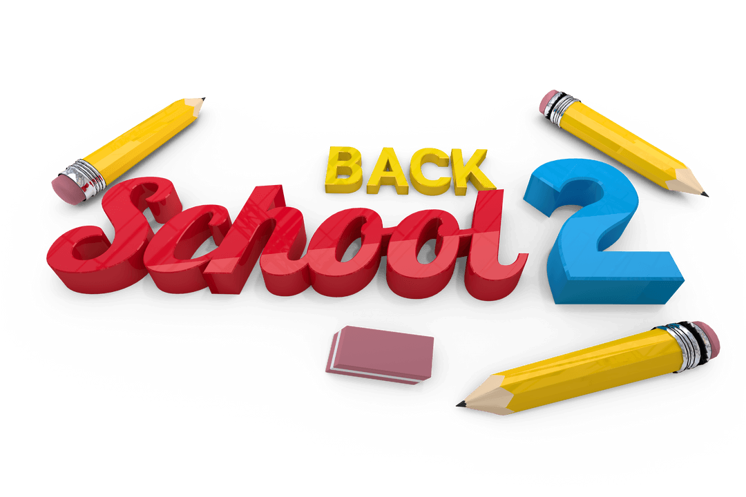 Colorful Back to School Design with Pencils on Transparent Background