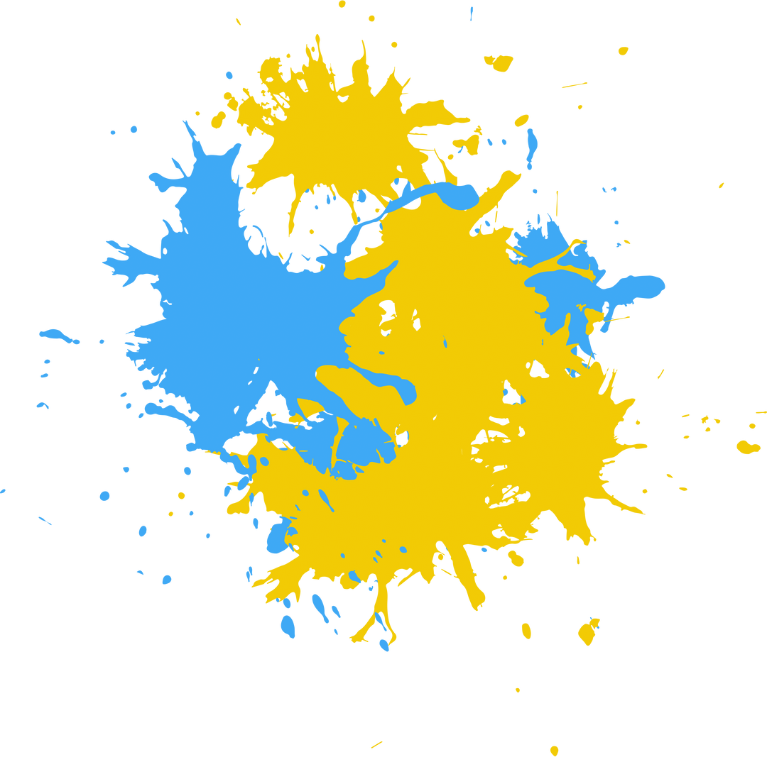 Colorful Yellow and Blue Paint Splatter on Transparent Background - Download Free Stock Images Pikwizard.com