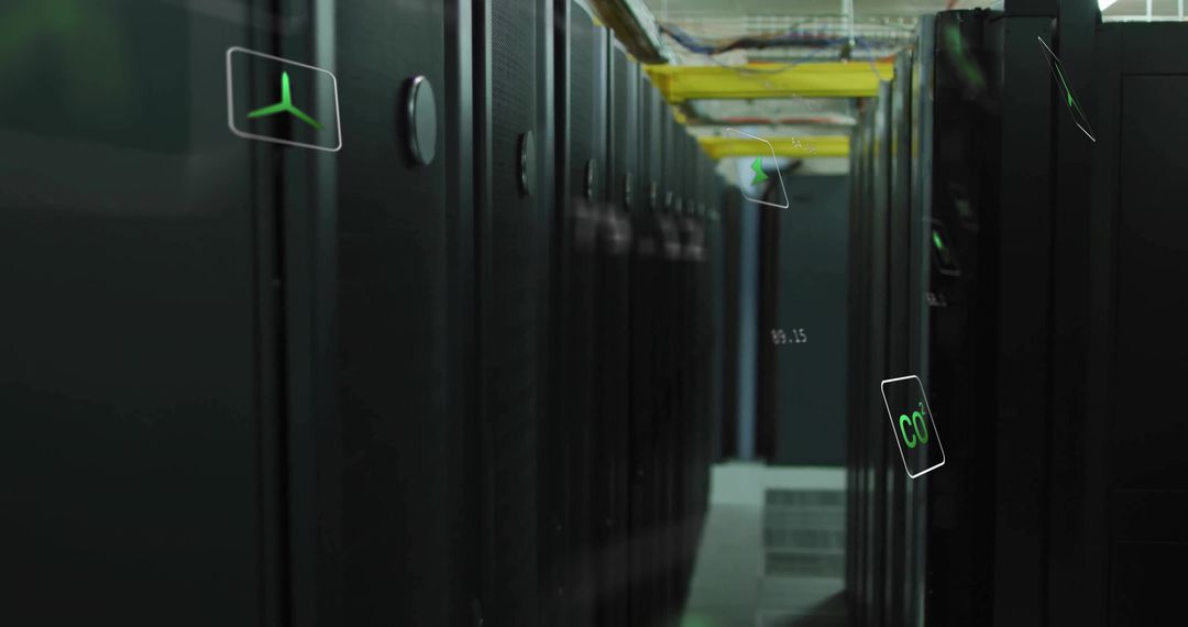 Futuristic Data Center With Augmented Reality Metrics