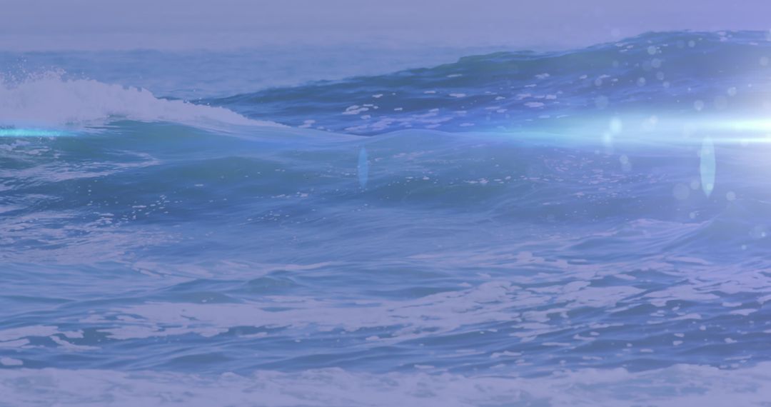 Vibrant Ocean Waves Illuminated by Sunlight