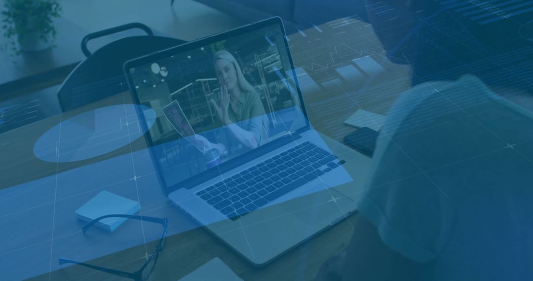 Digital Collaboration with Infographic Interface Overlay