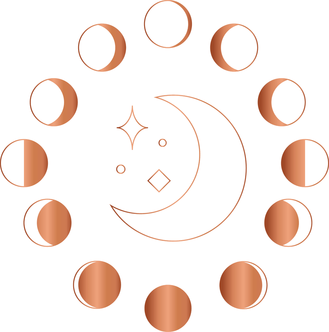 Copper Gradient Moon Phases on Transparent Background