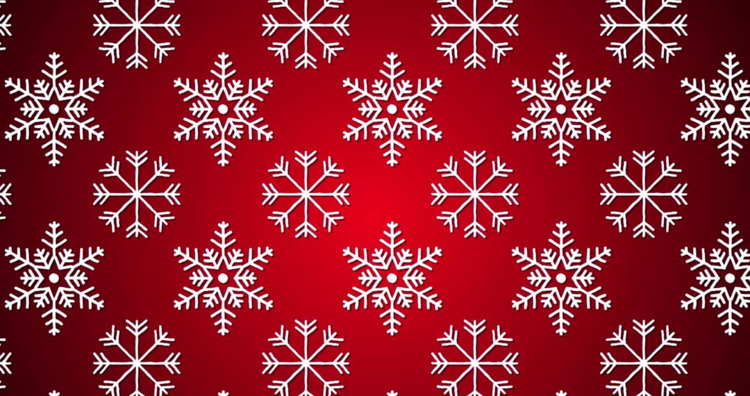 Seamless Snowflake Pattern on Red Background