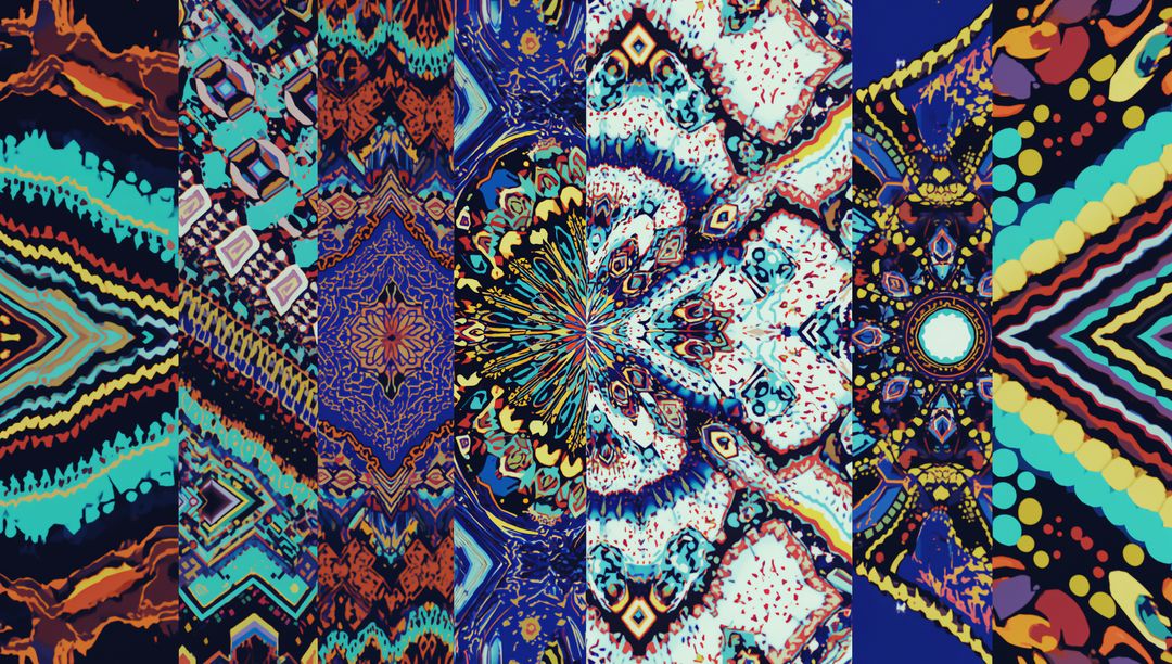 Vibrant Digital Kaleidoscope Patterns Collection