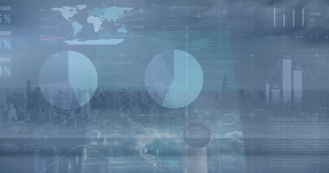 Cityscape Data Visualization Technology Interface