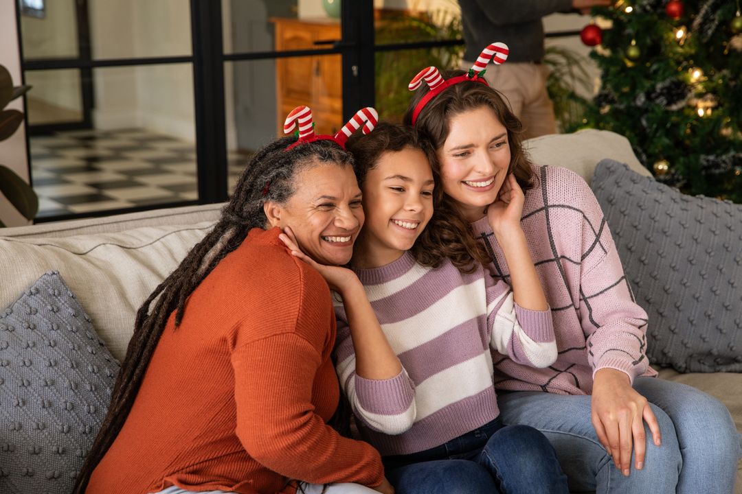Smiling Multigenerational Family Enjoying Christmas Celebration