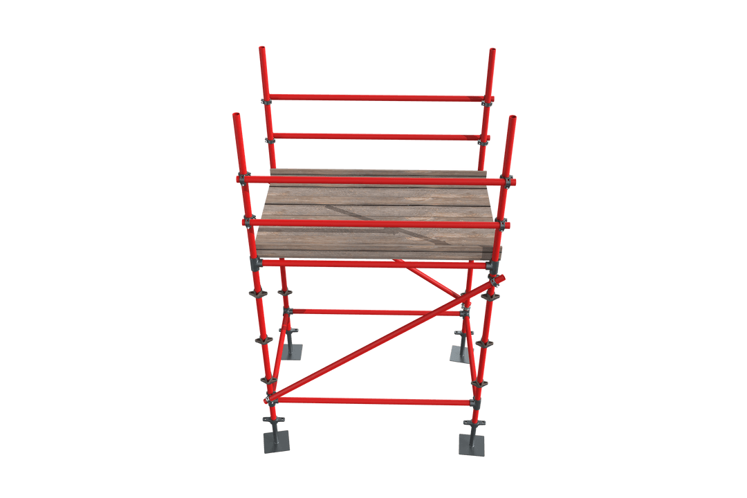 Front View of Red Scaffold on Transparent Background