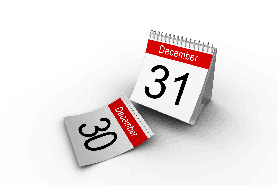 Transparent Desk Calendar Displaying End of December Dates