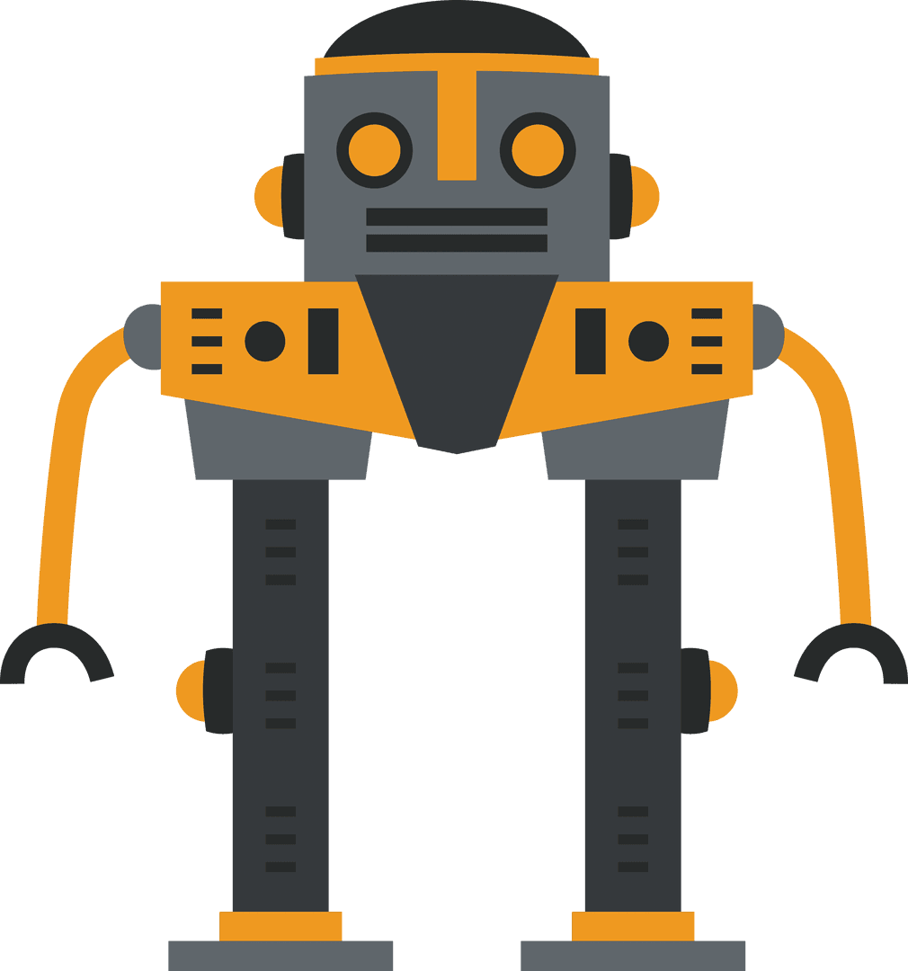Colorful Retro Robot Illustration on Transparent Background