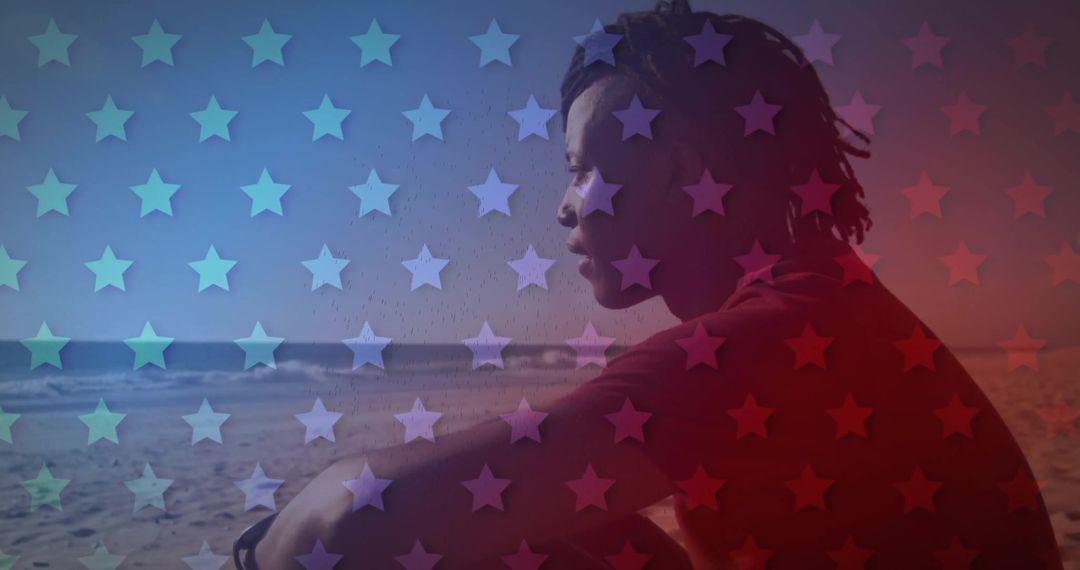 Patriotic Reflection by the Beach