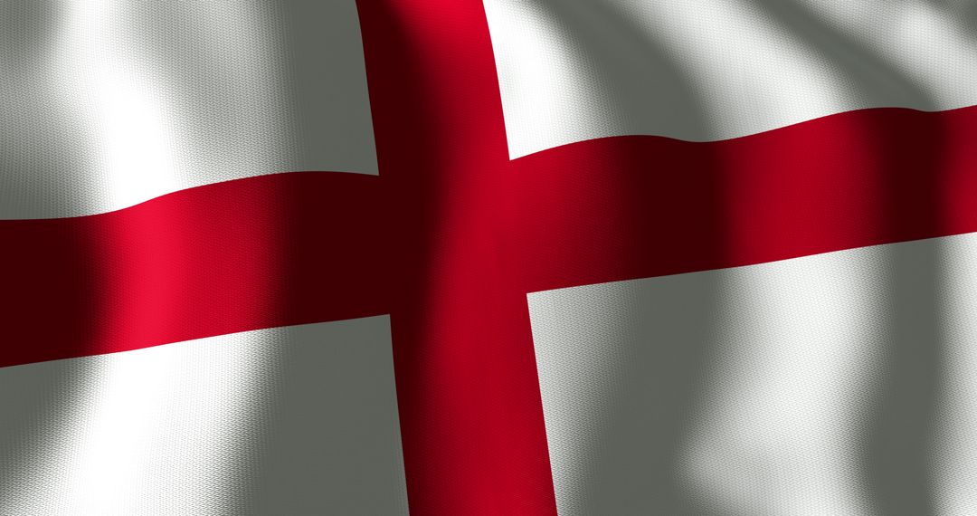 Waving England Flag with Red Cross Highlighting Natural Motion