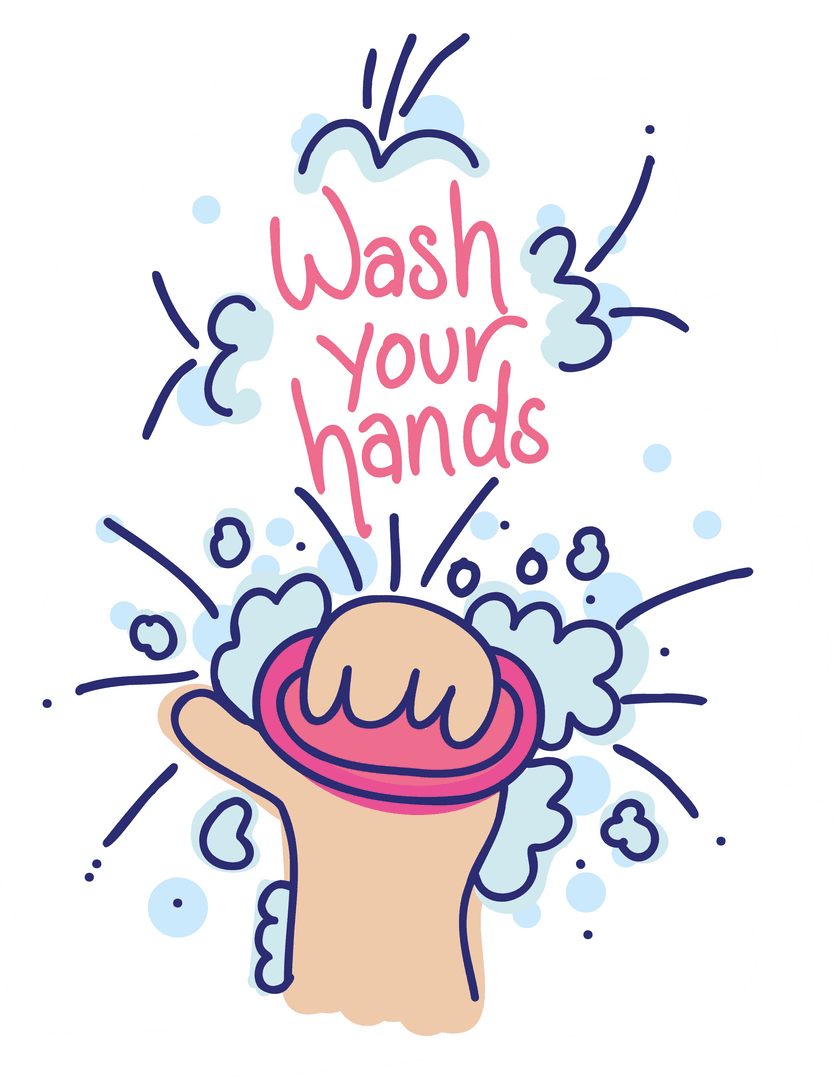 Transparent Clean Hands With Soap Cartoon Design