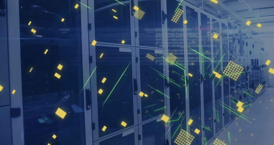 Futuristic Digital Concept of Server Room with Virtual Connections