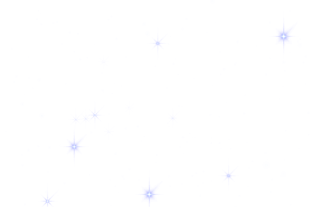 Blue Luminescent Stars on Transparent Background for Cosmic Designs