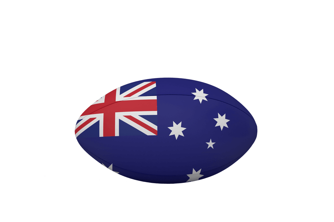 Rugby Ball with Australian Flag on Transparent Background