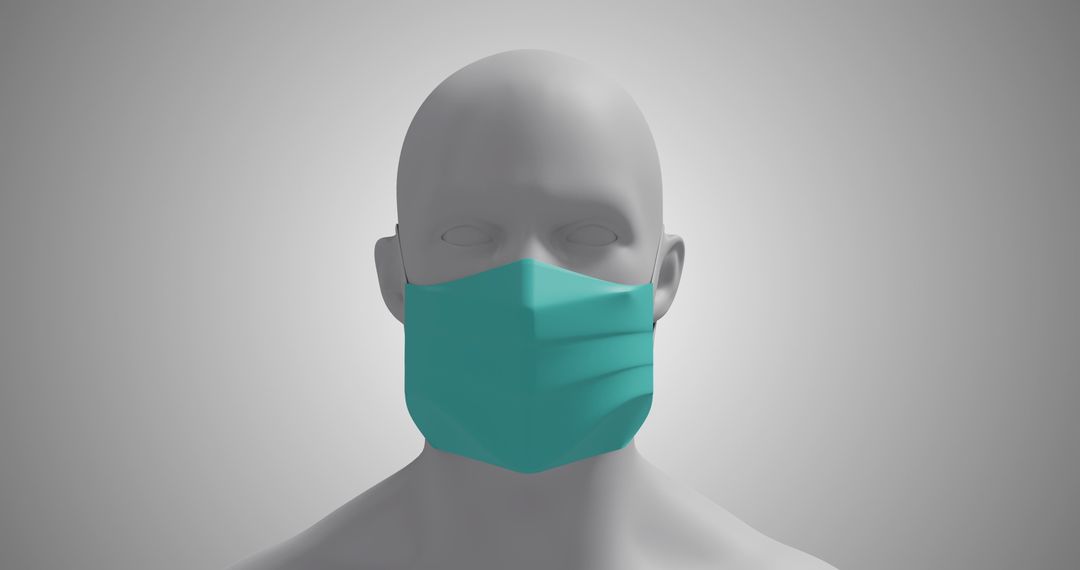 3D Human Model Wearing Turquoise Face Mask for Public Health Concept - Free Images, Stock Photos and Pictures on Pikwizard.com