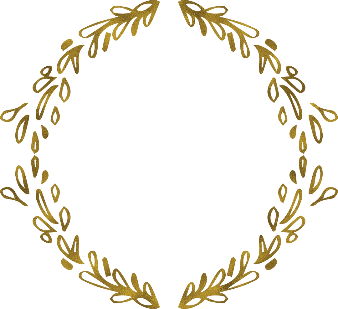 Golden Round Plant Frame on Transparent Background