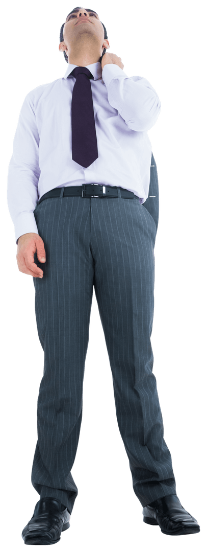 Businessman Looking Up Transparent Background Professional Pose