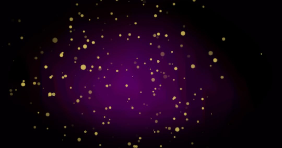 Golden Particles Floating Against Purple Background