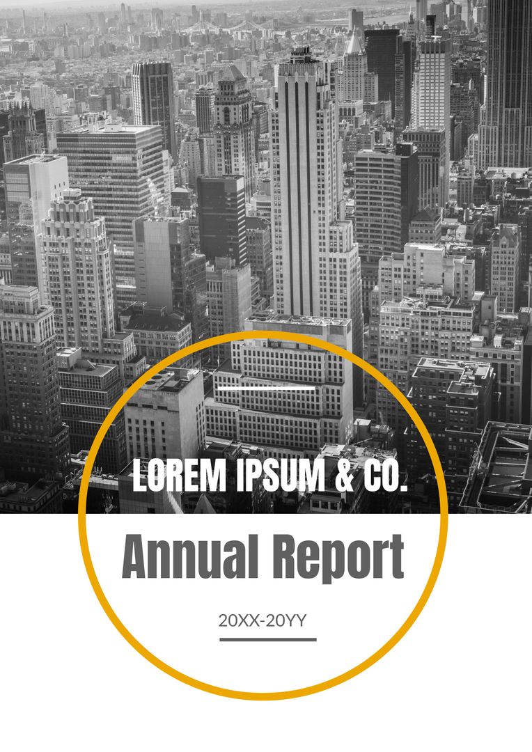 Corporate Annual Report Template with Cityscape Background - Download Free Stock Templates Pikwizard.com