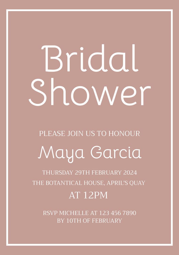 Elegant Bridal Shower Invitation with Mauve Background - Download Free Stock Templates Pikwizard.com