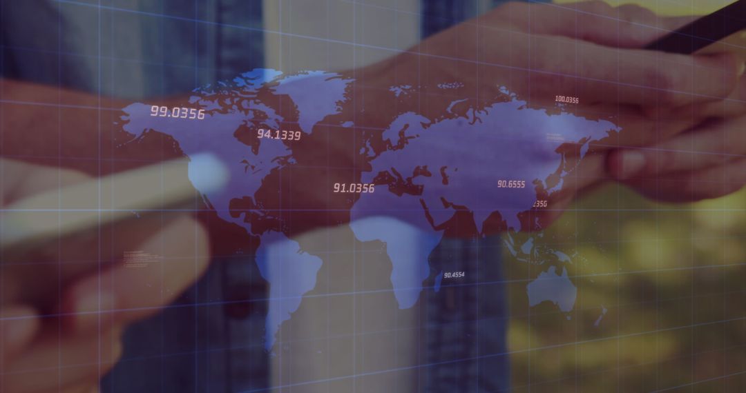 Global Networking Concept with Digital Map Overlay and Smartphones