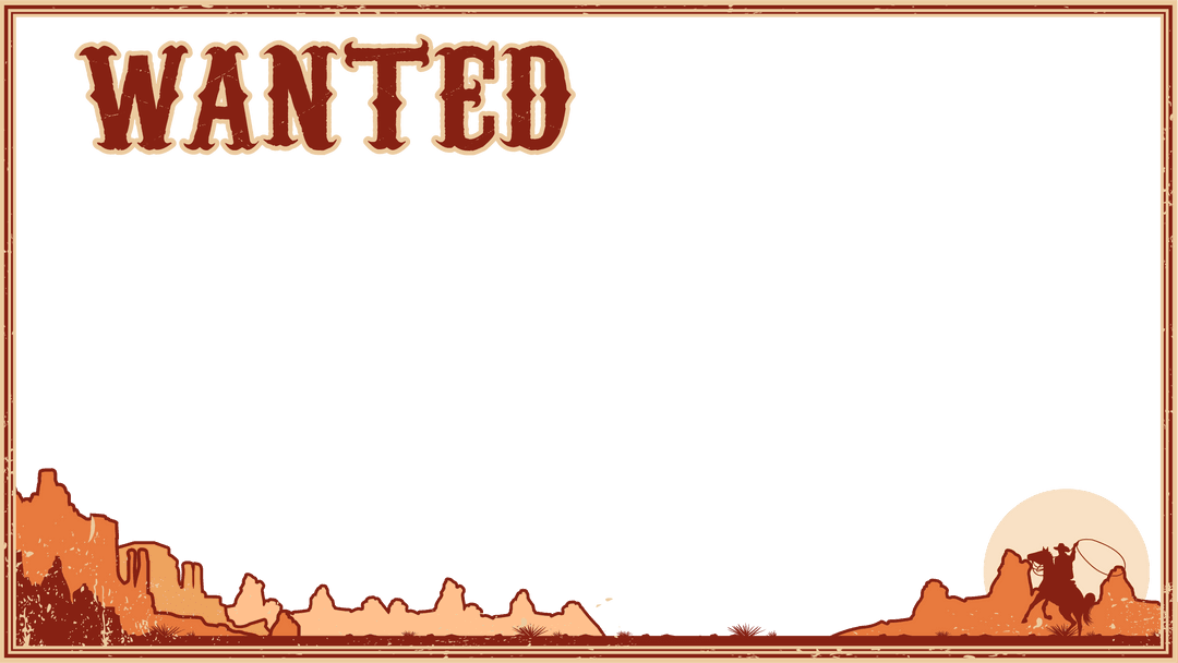 Transparent Wanted Poster with Cowboy and Desert Terrain