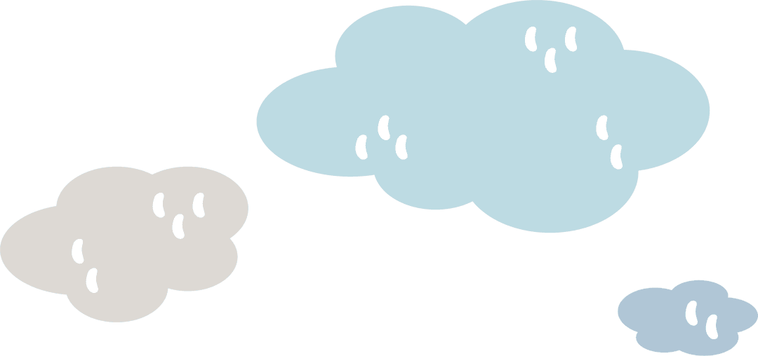 Whimsical Cartoon Clouds with Teardrop Highlights Transparent Background