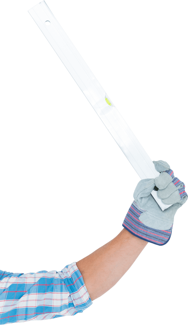 Gloved Hand Holding Transparent Measurement Ruler