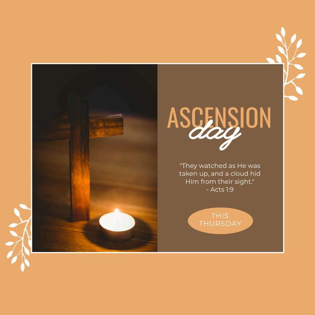 Christian Ascension Day Card with Cross and Candle