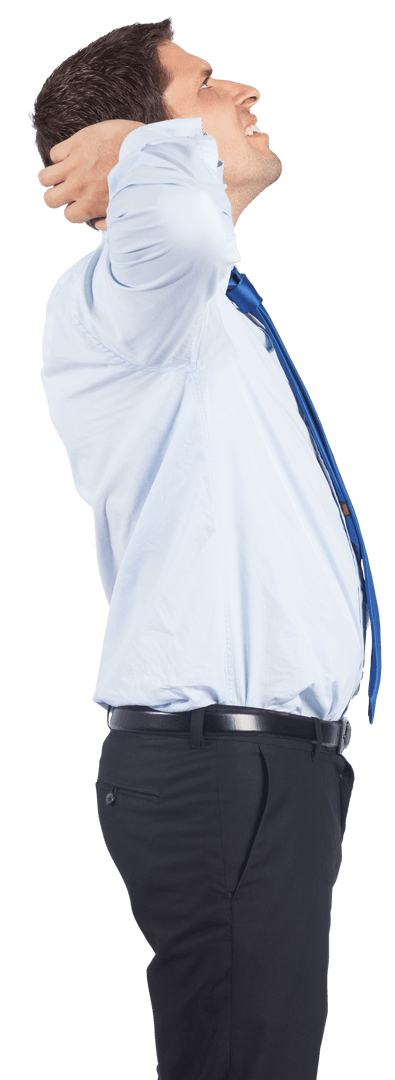 Caucasian Businessman Looking Upward in Anticipation on Transparent Background