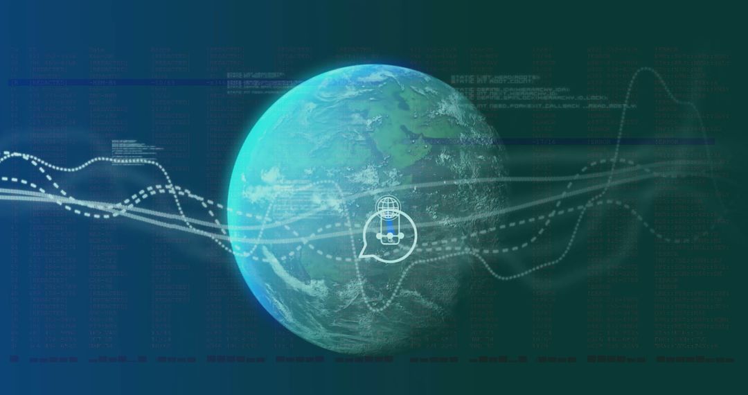 Digital Data Flow Around Earth Representing Global Connectivity