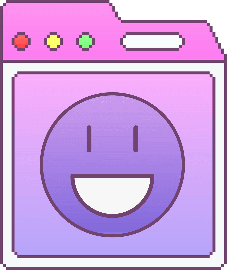 Retro Browser Window with Smiley on Transparent Background